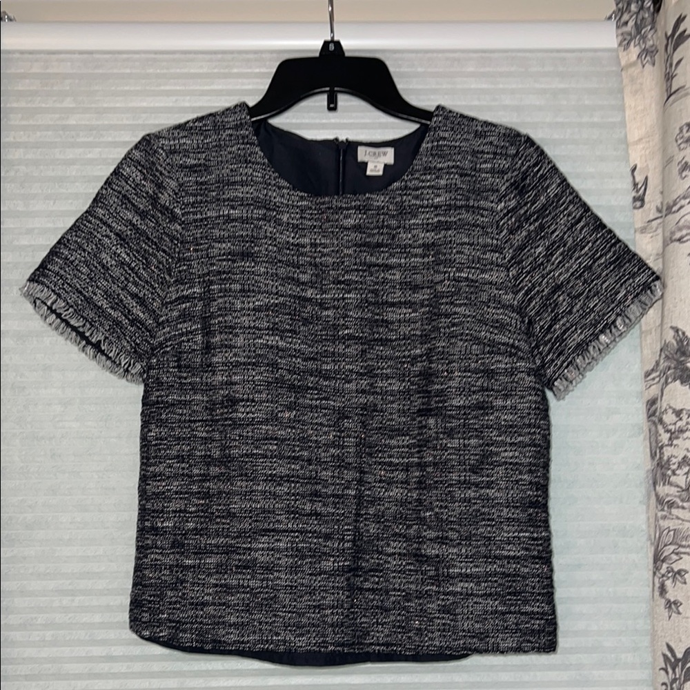 Jcrew Black and Gray Textured Blouse